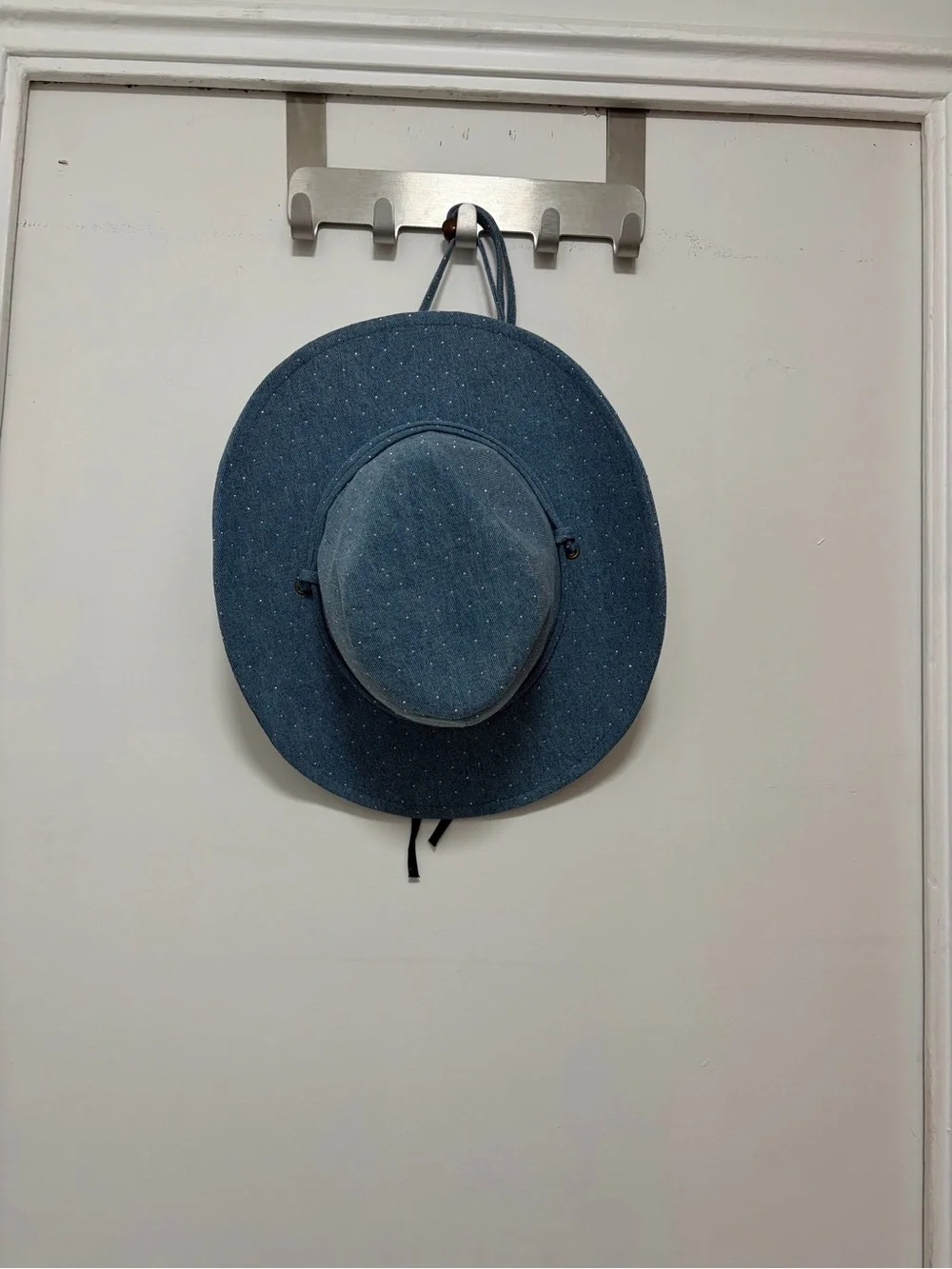 Blue Denim Cowboy Hat with Chin Cord